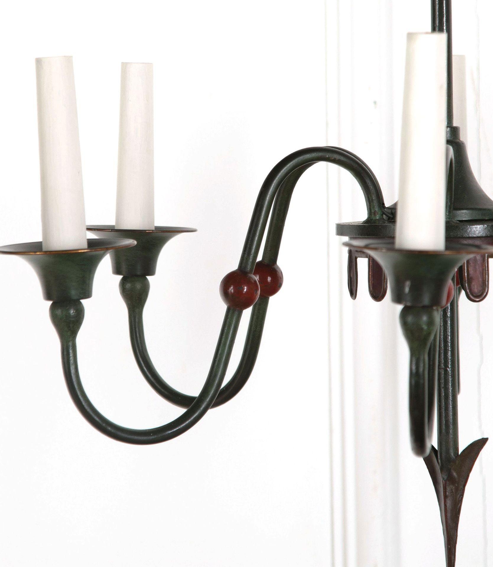 italien Lustre peint en oxyde vert et rouge en vente