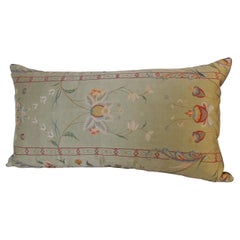 Green and red silk embroidered Long bolster decorative pillow