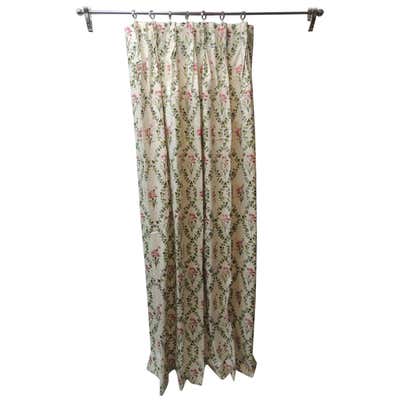 Green and Red Trellis Floral Pattern Chintz Drapery Curtain Panel For ...