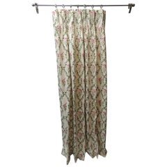 Green and Red Trellis Floral Pattern Chintz Drapery Curtain Panel