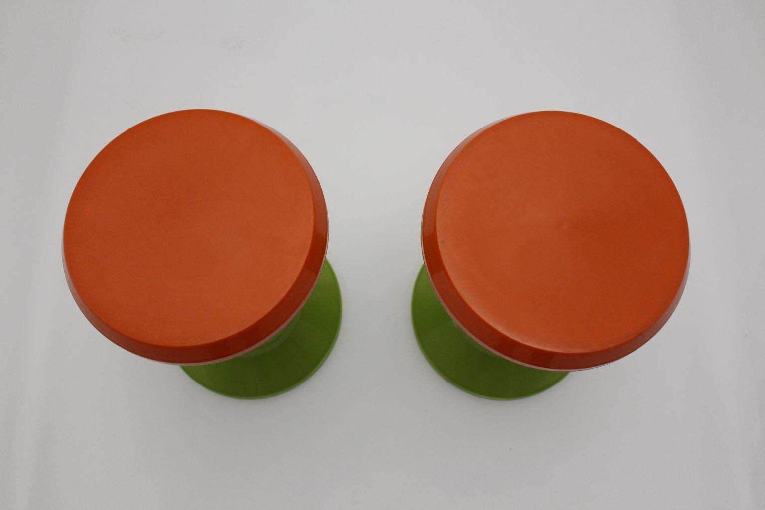 green and orange stool