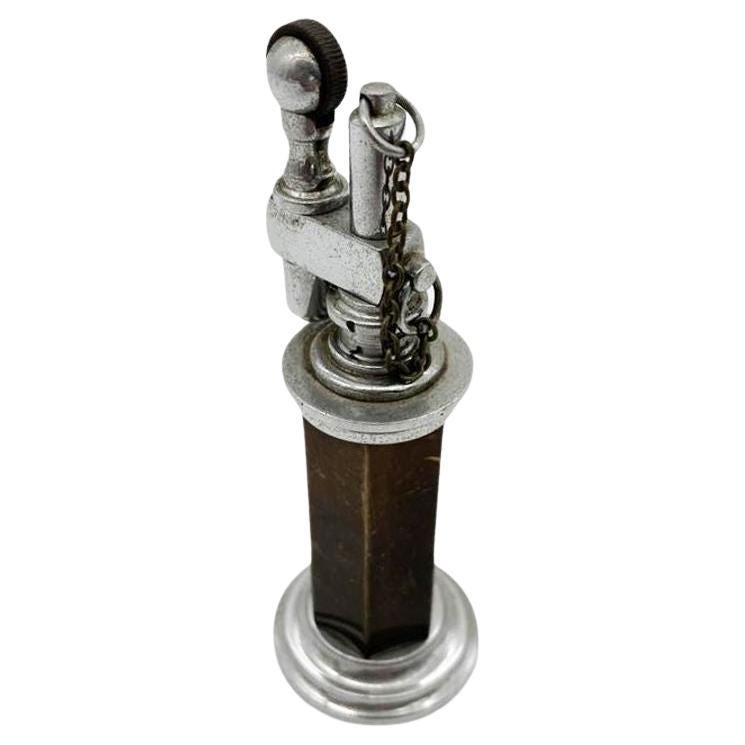 Green and Silver "Column" Petrol Table Chain Lighter by Daltis
