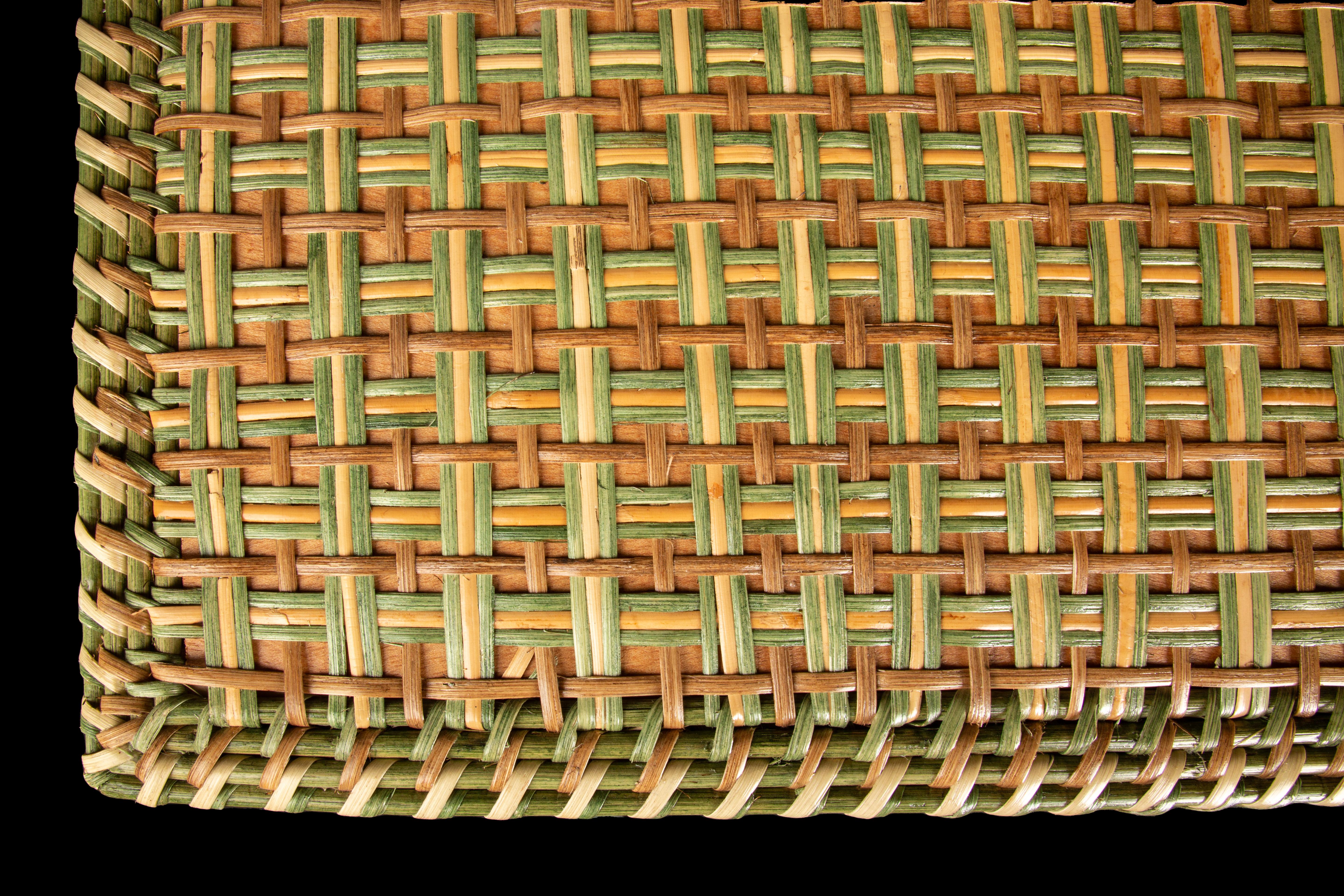 Green and Tan Rattan Square Side Table.

Measures: 24