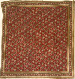 Green and Terracotta Small Cotton Quilt French 19th Century