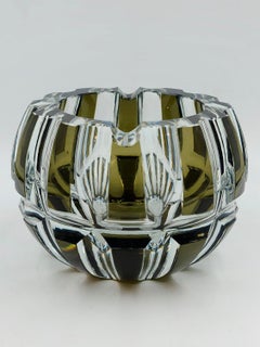 Green and transparent Art Deco style glass ashtray