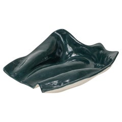 Green and White Ceramic Vide Poche, Kawa Series, Porcelain, Catchall Tray