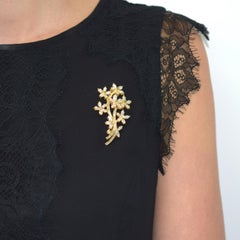 Green and White Diamond Flower Bouquet Brooch