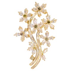 Green and White Diamond Flower Bouquet Brooch