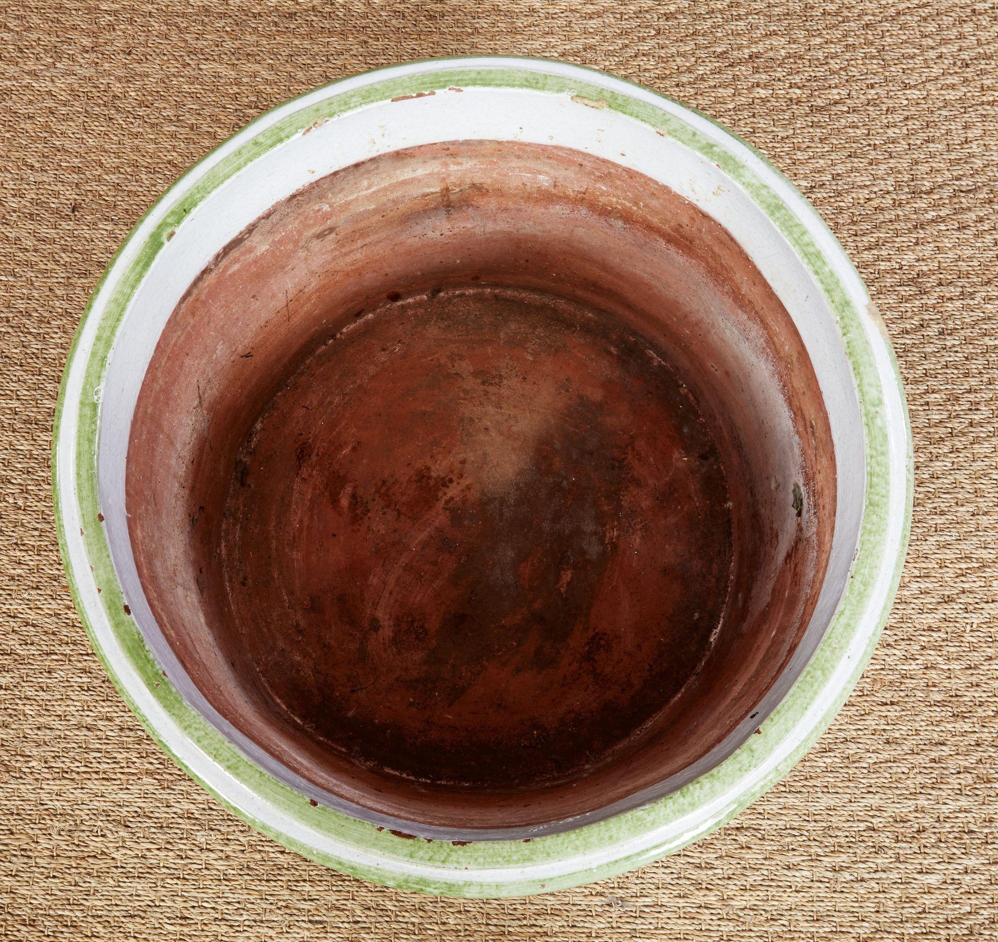 Ceramica Fioriera con foglie di felce verde e bianca in vendita