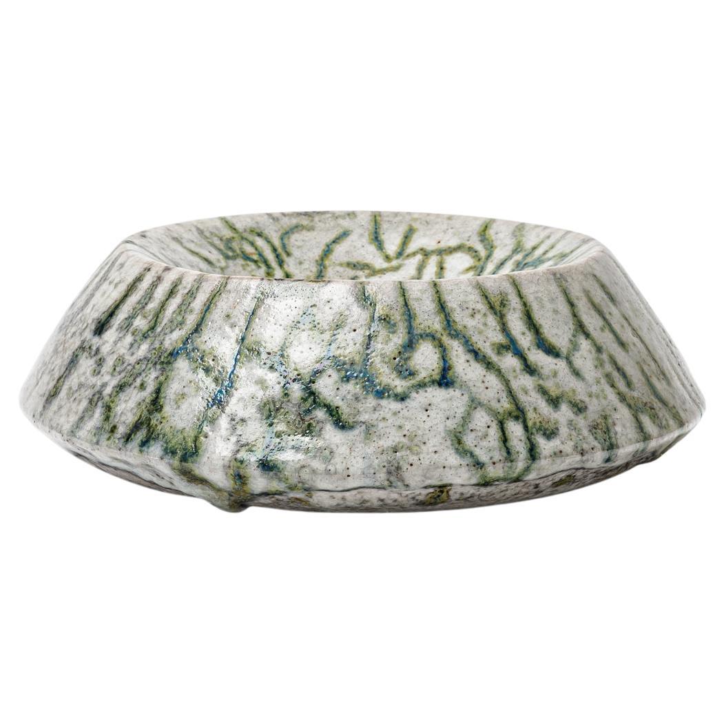 Green and white glazed ceramic cup by Gisèle Buthod Garçon, circa 1980-1990 For Sale