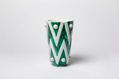 Green and white glazed ceramic vase by Sainte Radegonde, circa 1960-1970.