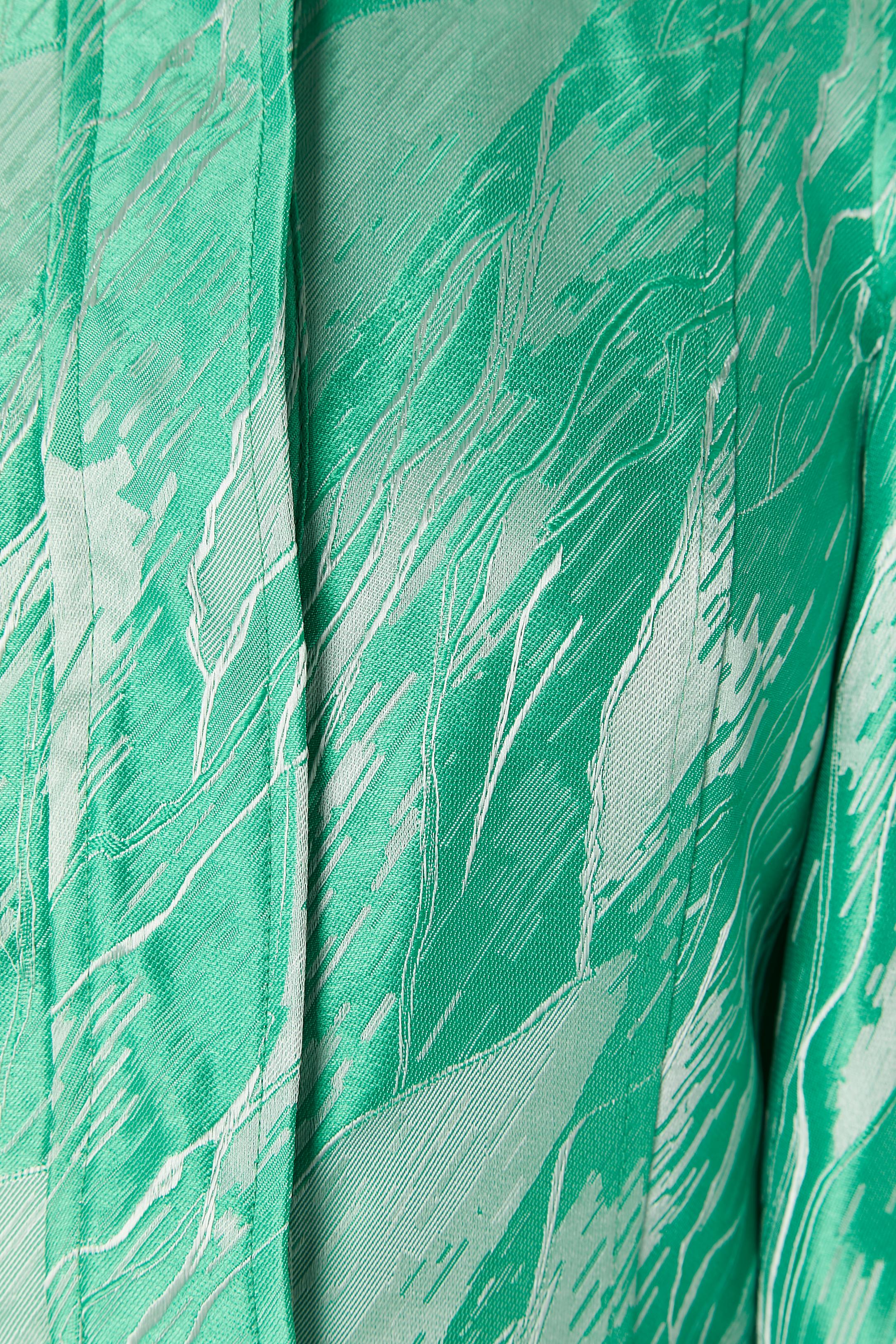 Grünes und weißes Jacquard-Cocktailkleid GANNI Neu (Blau) im Angebot