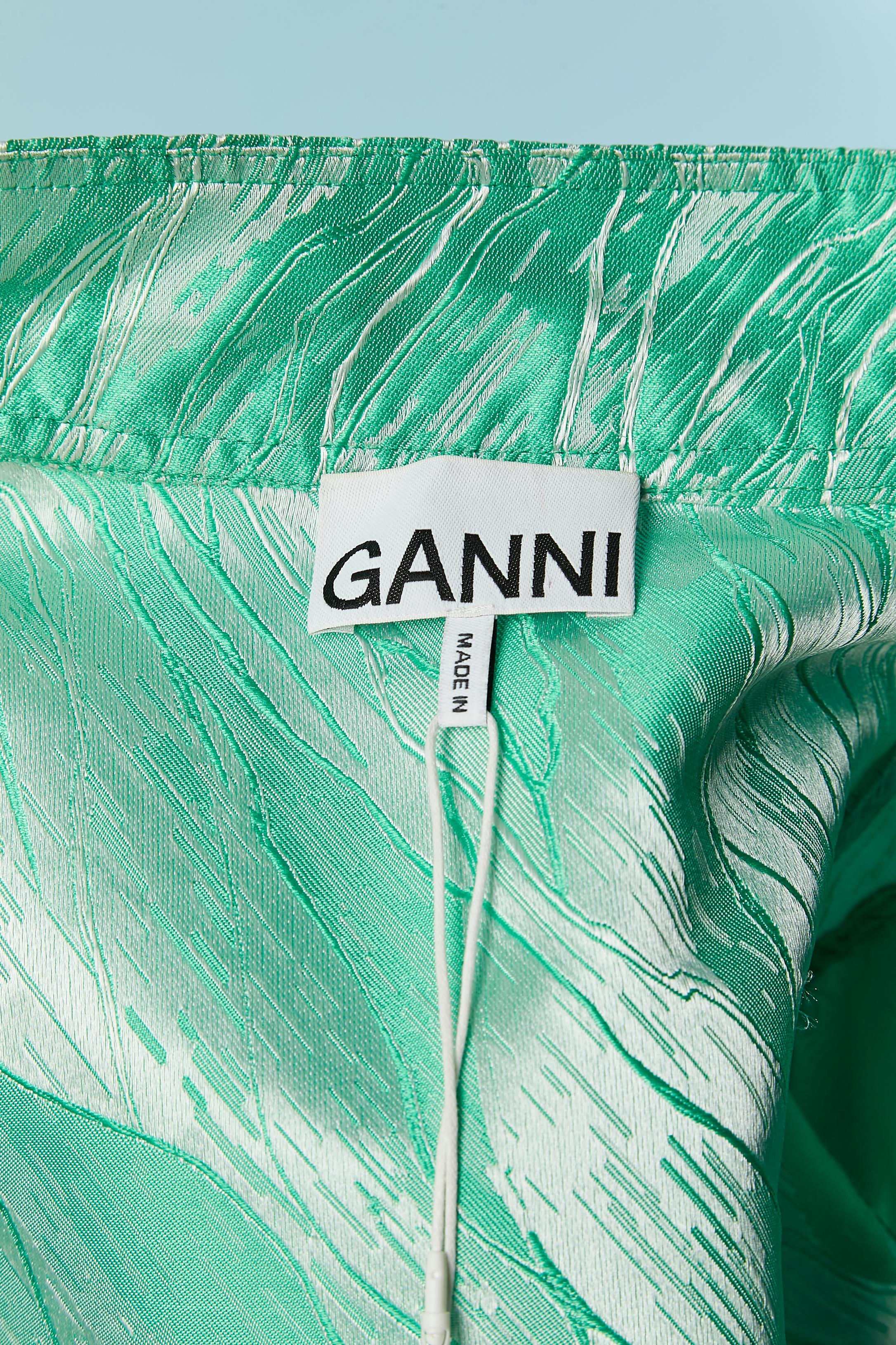 Grünes und weißes Jacquard-Cocktailkleid GANNI Neu im Angebot 2