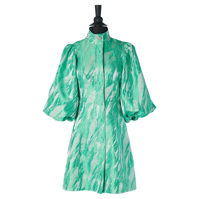 Green and white jacquard cocktail dress GANNI New For Sale at 1stDibs