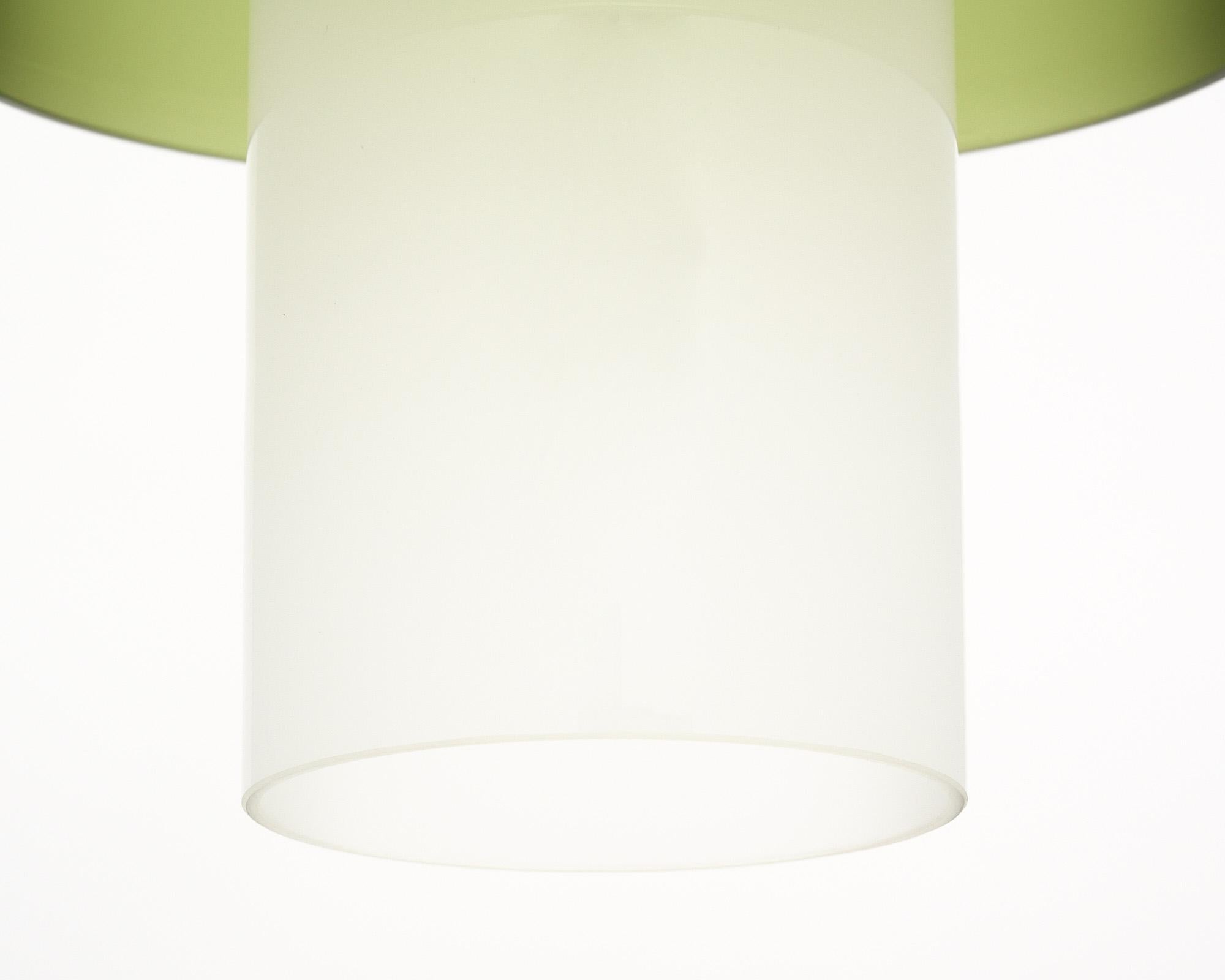 Ottone Ciondolo in vetro di Murano verde e bianco in vendita