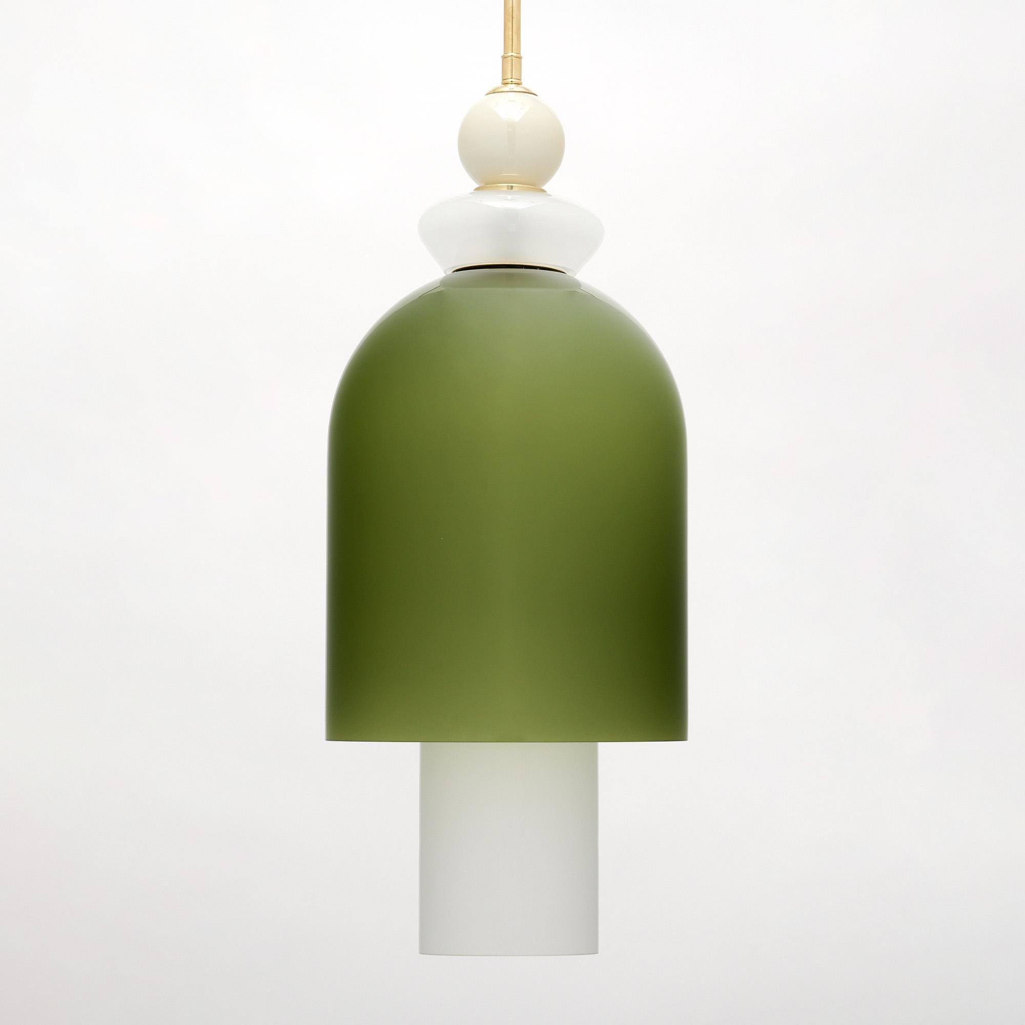 Ciondolo in vetro di Murano verde e bianco in vendita 2
