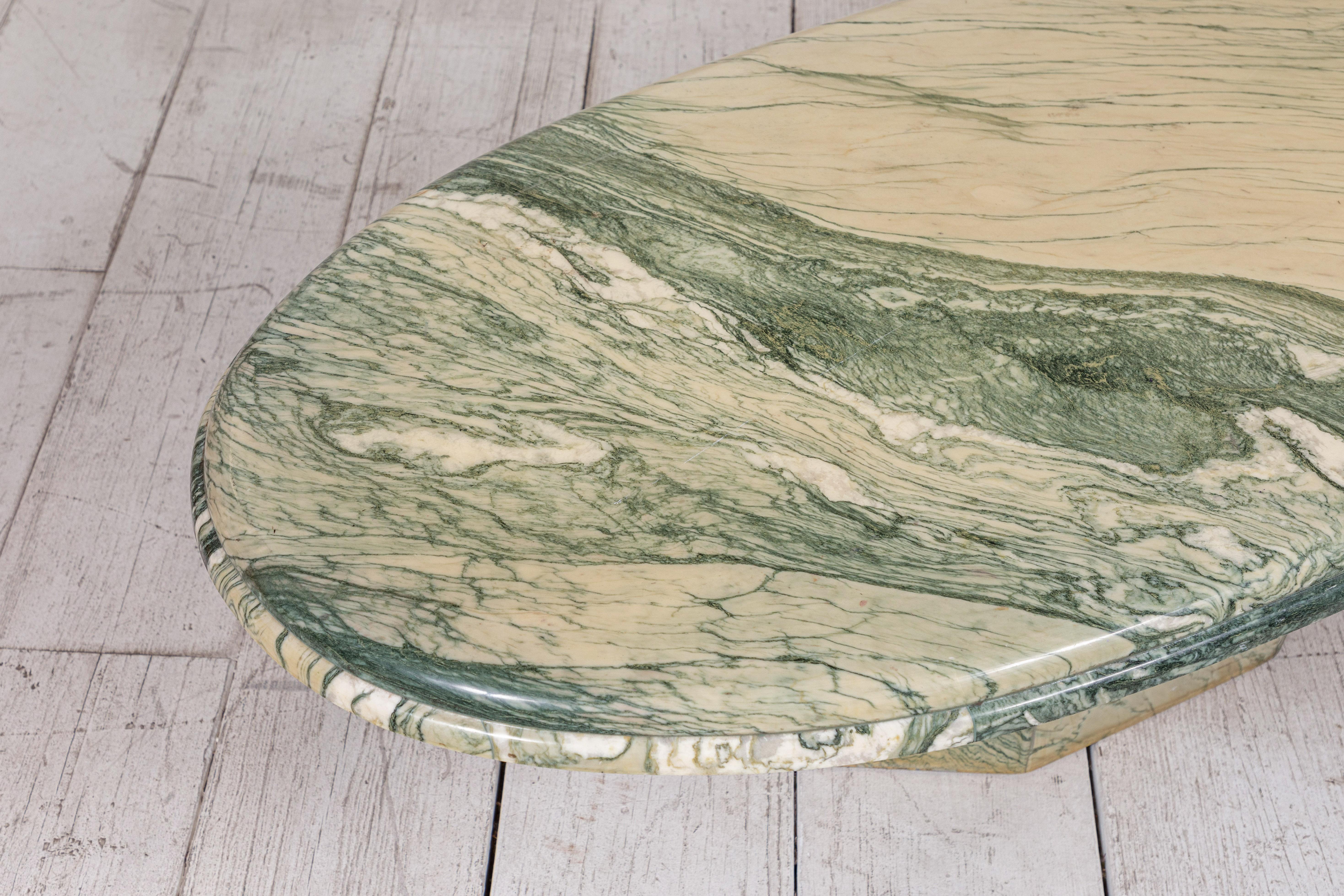 Green and White Oval Marble Cocktail Table 5