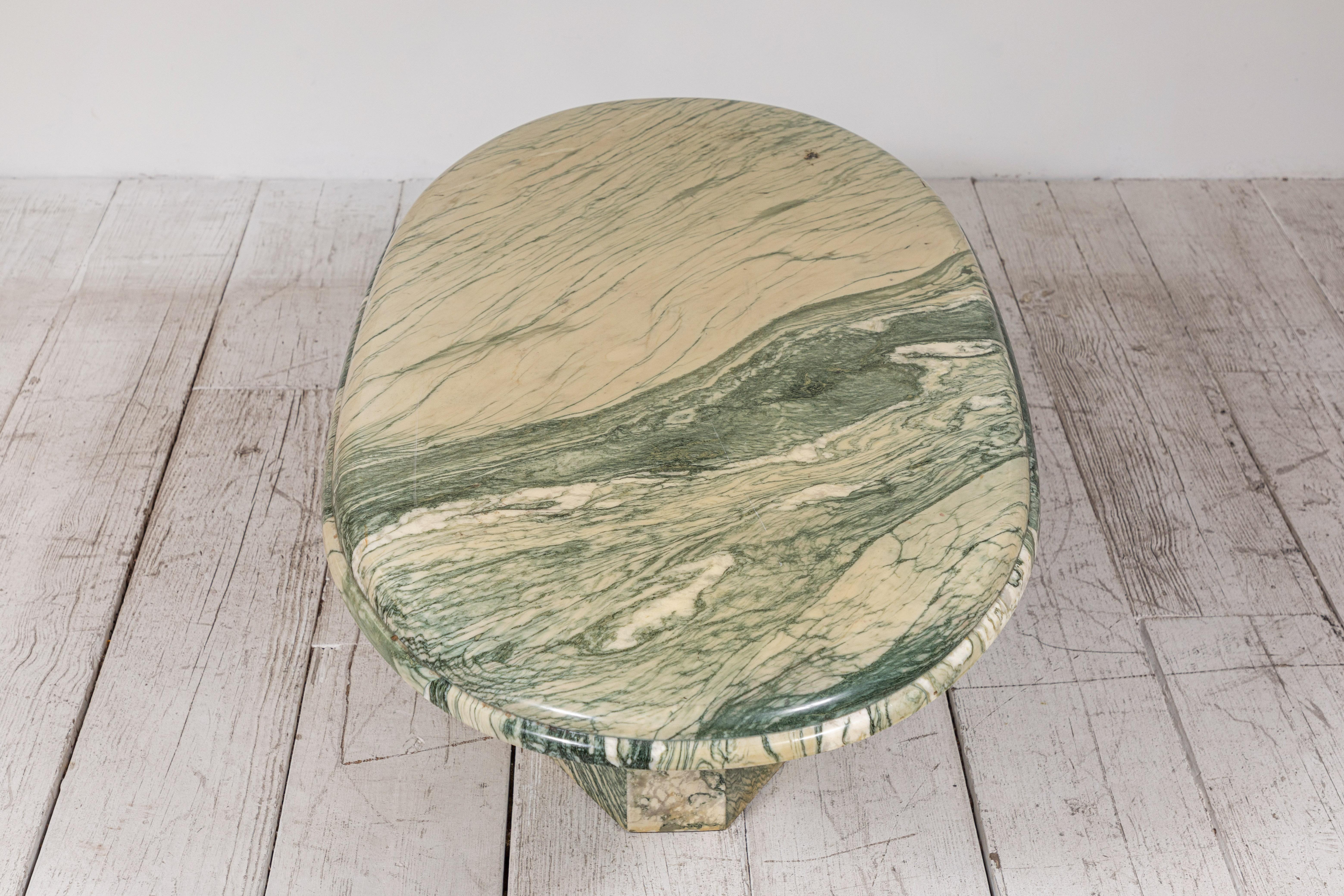 Green and White Oval Marble Cocktail Table 7