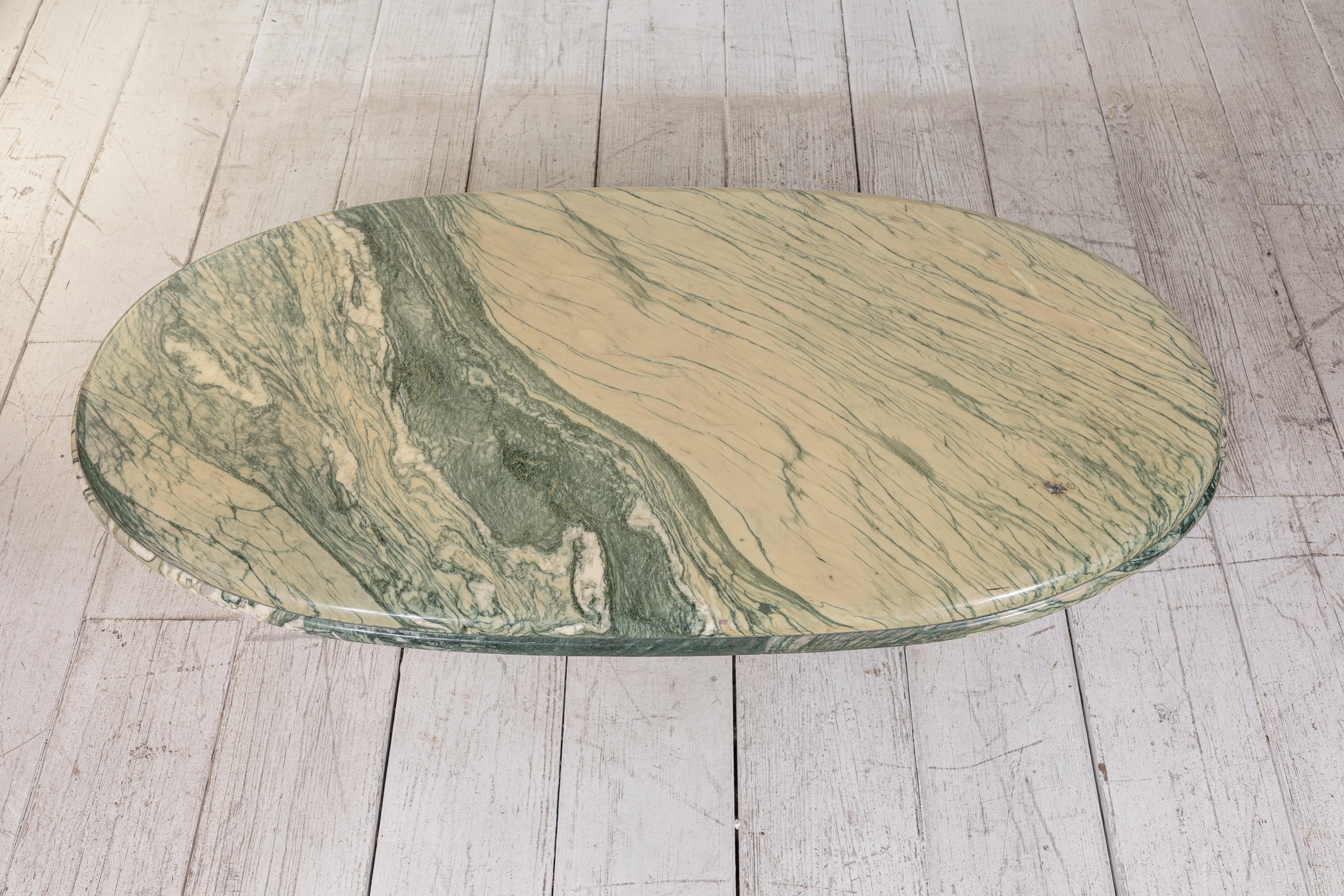 Green and White Oval Marble Cocktail Table 2