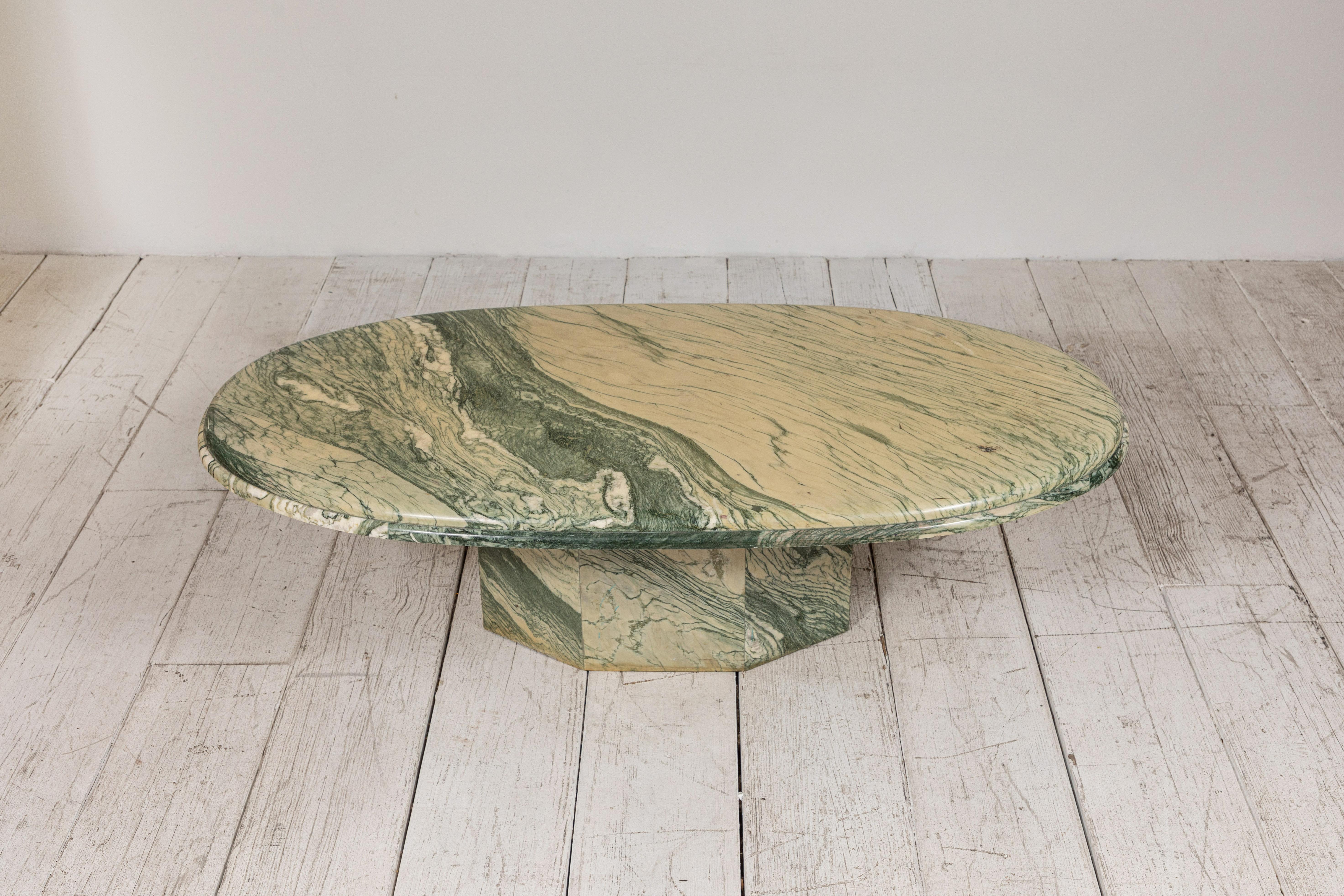 Green and White Oval Marble Cocktail Table 4