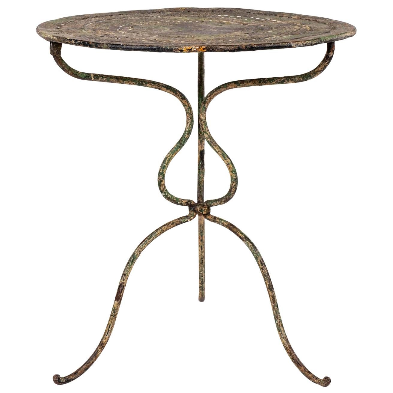 Green and White Painted Iron Garden Table