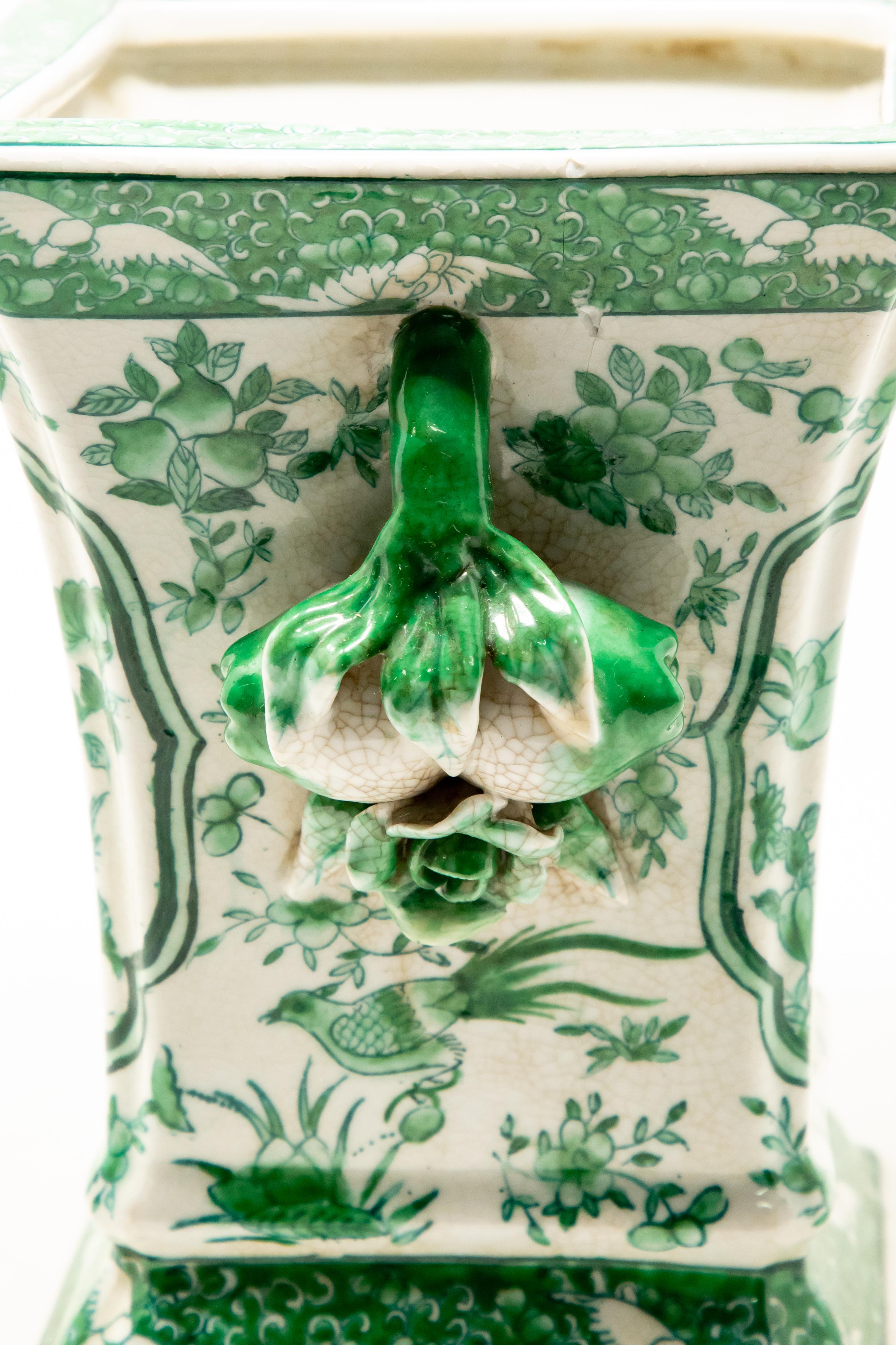 green and white pottery