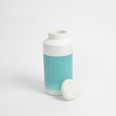 Green and White Porcelain Vase with Lid