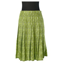 Green and white silk pleated skirt with MISS DIOR print CHRISTIAN DIOR
