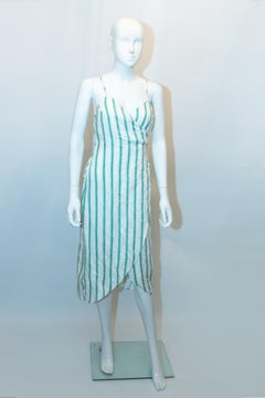 Green and White Stripe Linen Dress by Reformation