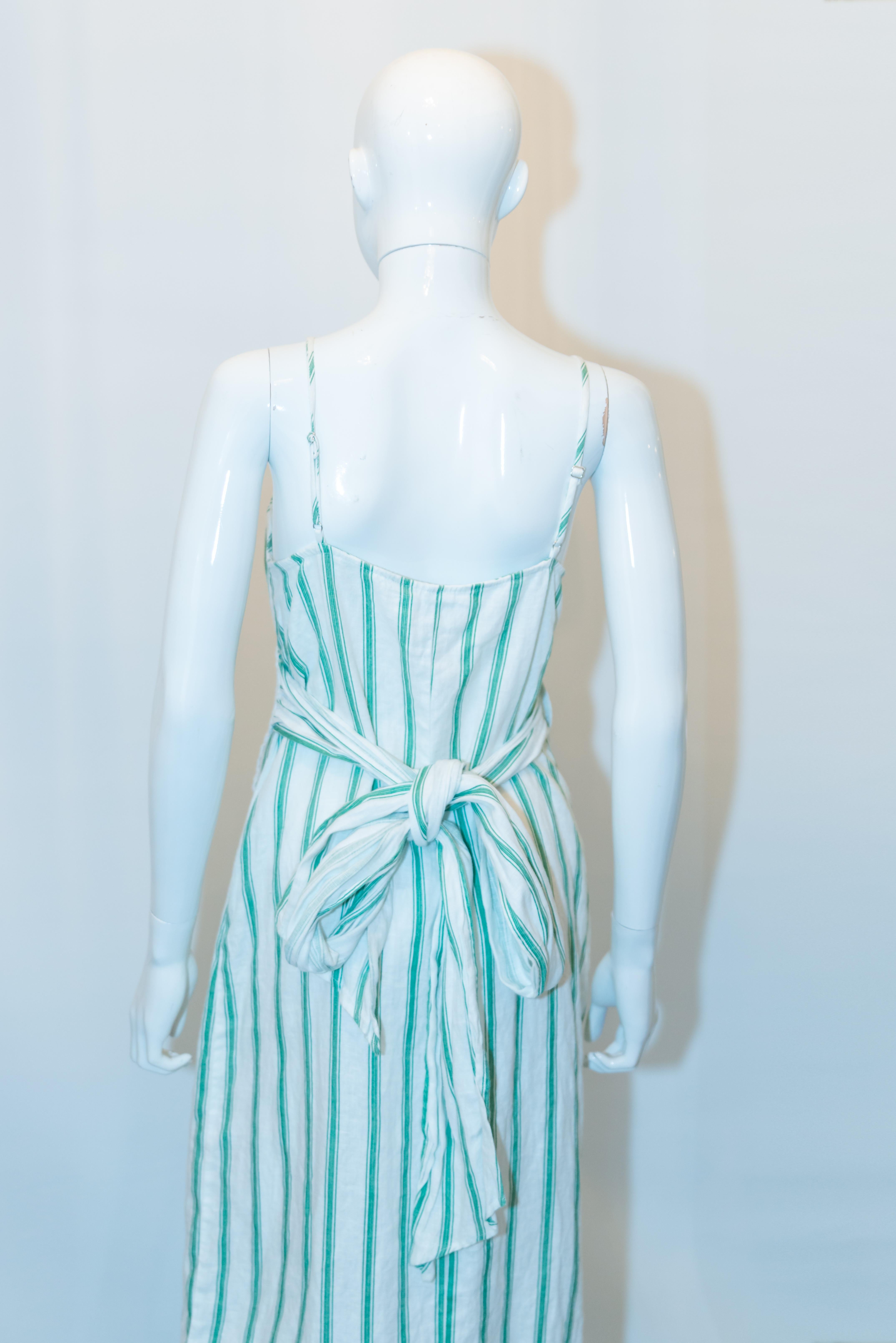 De las mujeres Vestido de lino a rayas verdes y blancas de Reformation en venta