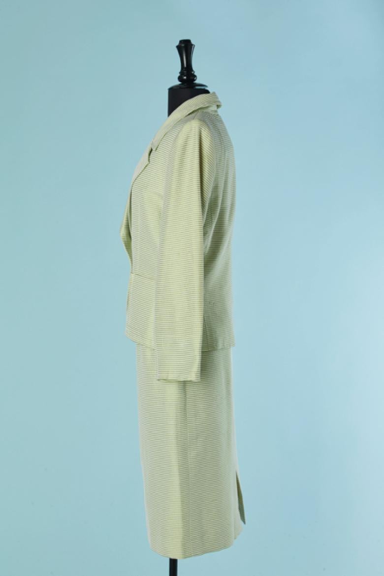 Donna Gonna-tuta a righe bianche e verdi Yves Saint Laurent VARIATION in vendita