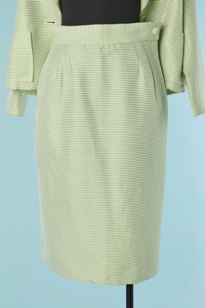 Gonna-tuta a righe bianche e verdi Yves Saint Laurent VARIATION in vendita 2