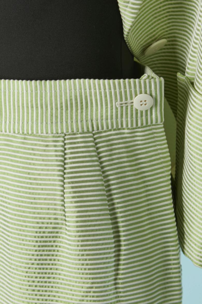 Gonna-tuta a righe bianche e verdi Yves Saint Laurent VARIATION in vendita 3