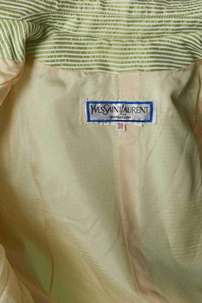 Gonna-tuta a righe bianche e verdi Yves Saint Laurent VARIATION in vendita 4
