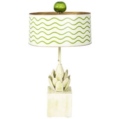 Green and White Tole Table Lamp