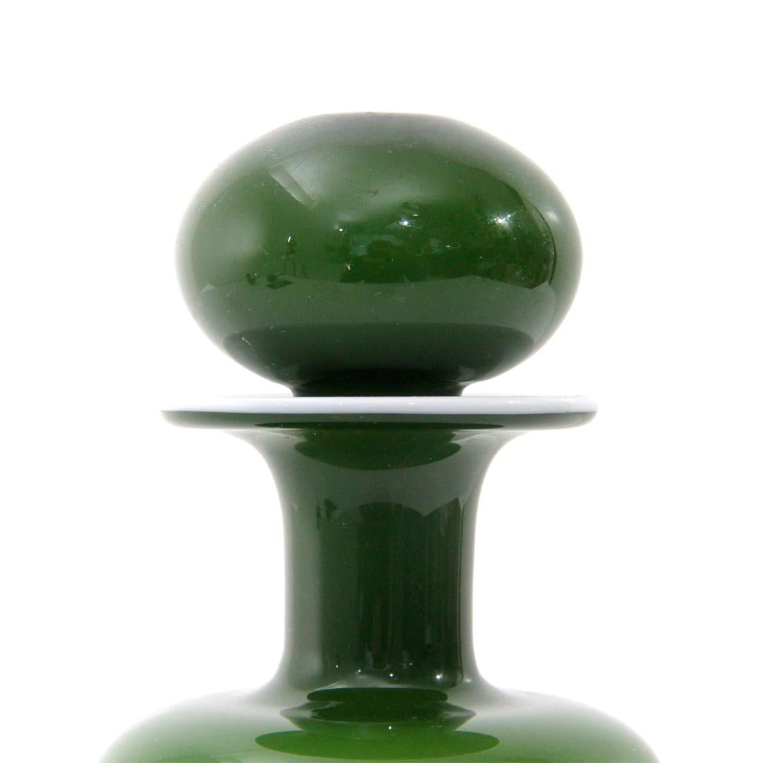 Mid-Century Modern Green and White Vase by Otto Brauer for Holmegaard, 1960s