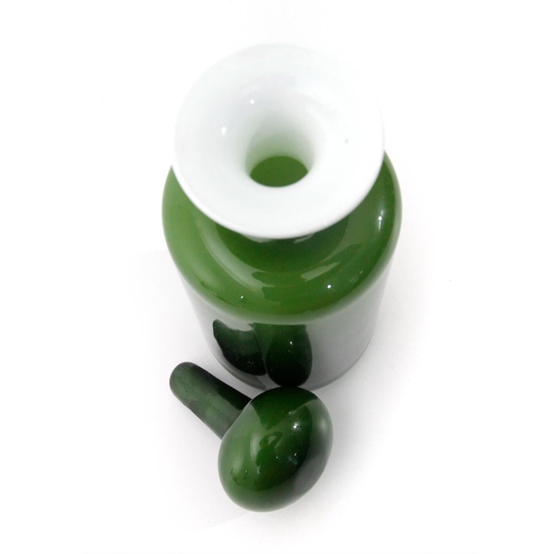 Danish Green and White Vase by Otto Brauer for Holmegaard, 1960s