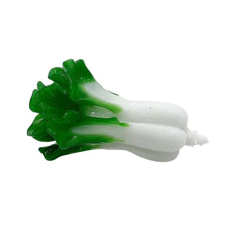 American Green and White Vintage Murano Art Glass Bok Choy Vegetable, 20th Century