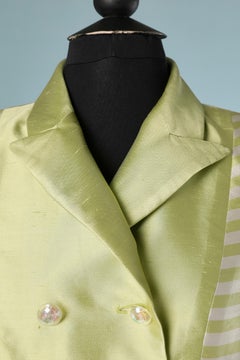 Green and white wild silk skirt-suit Jacques Fath for Neiman Marcus