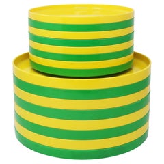 Vintage Green and Yellow Massimo Vignelli for Heller Plates - Set of 16