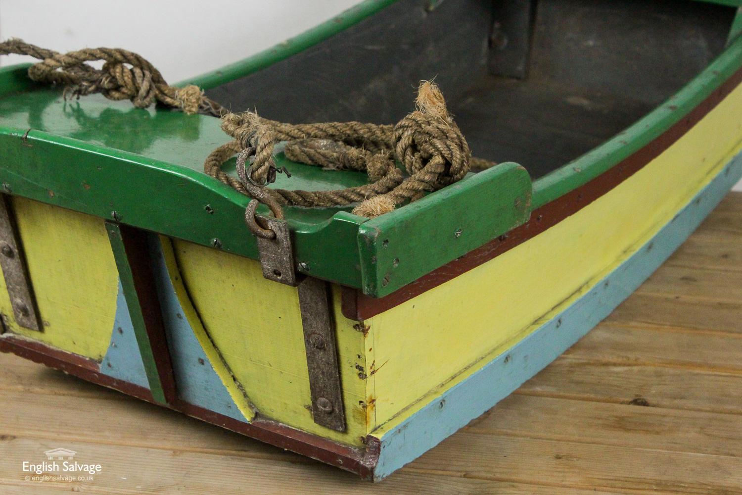 Green and Yellow Painted Wooden Boat, 20th Century In Good Condition For Sale In London, GB