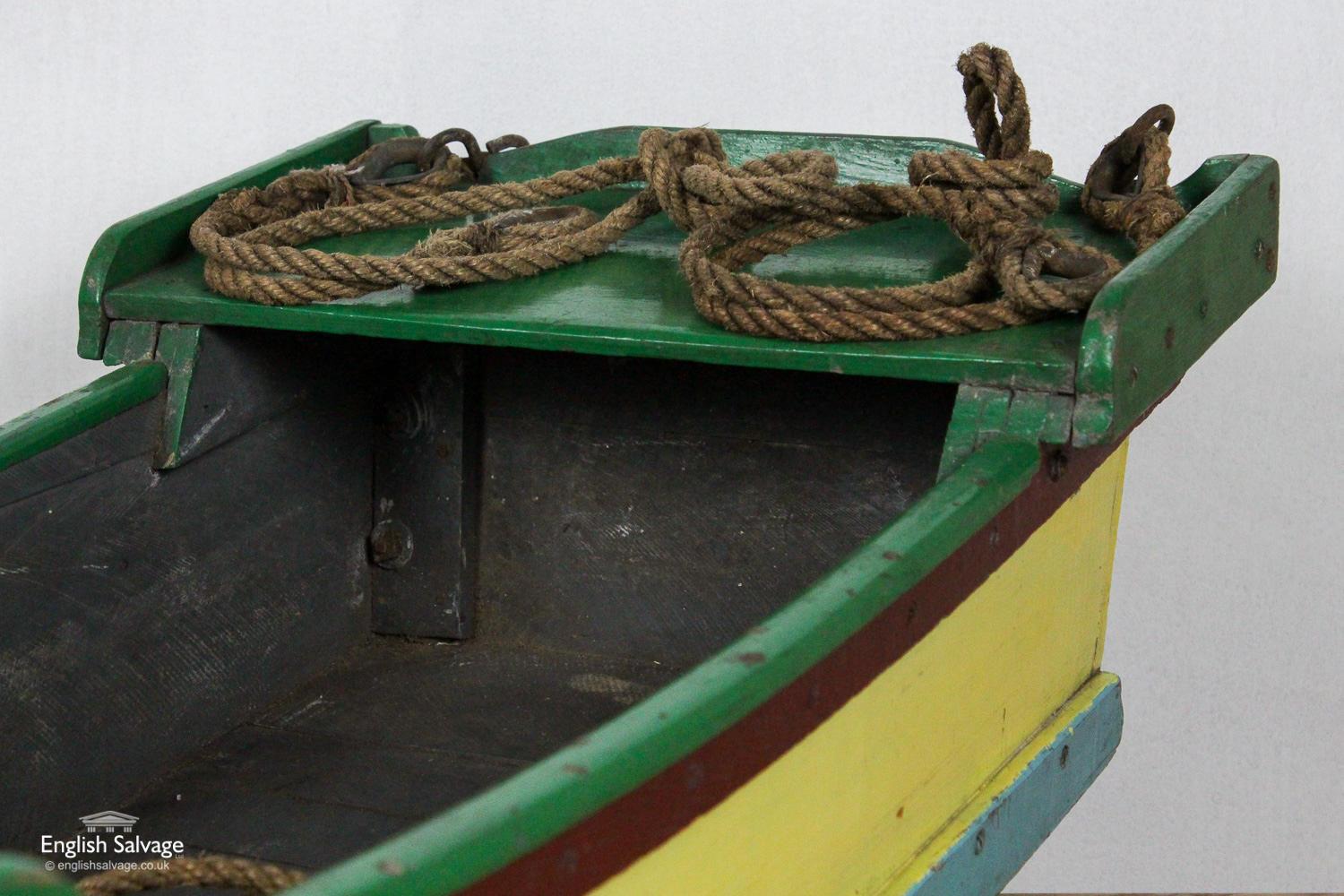 Green and Yellow Painted Wooden Boat, 20th Century For Sale 1