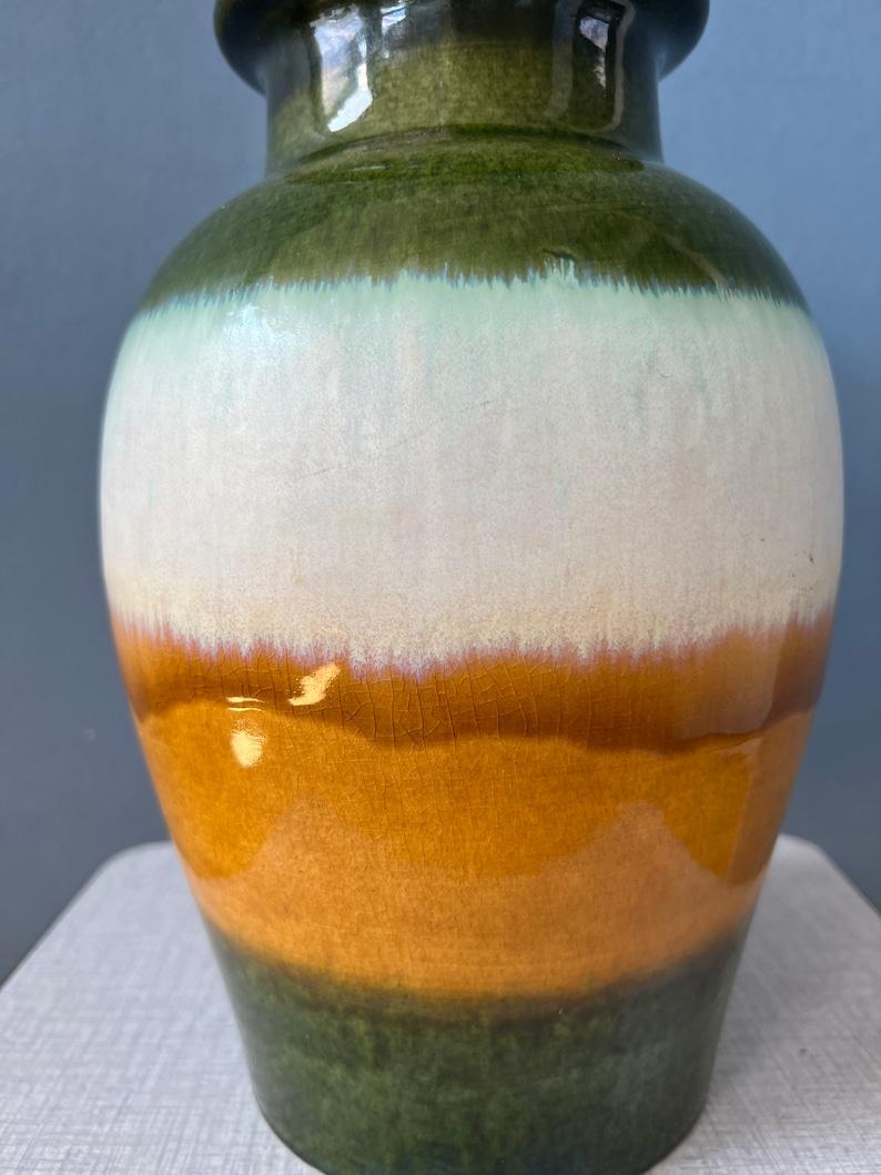 Green and Yellow Scheurich West Germany Ceramic Vase, 1970s 4
