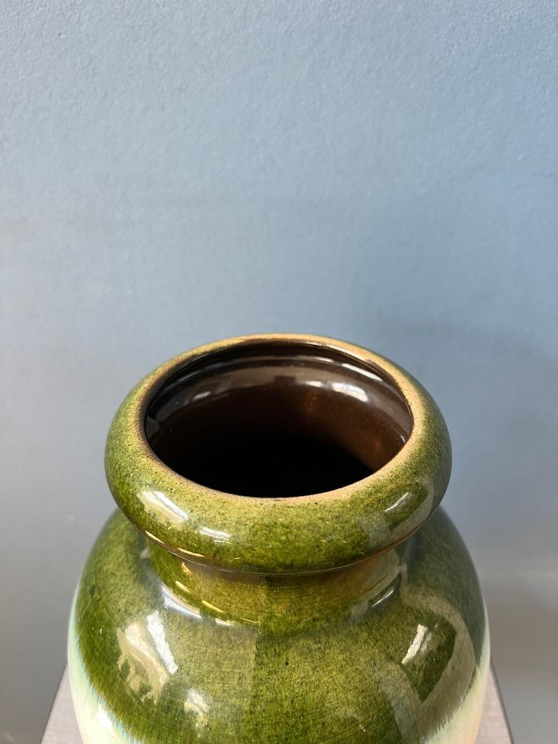 Green and Yellow Scheurich West Germany Ceramic Vase, 1970s 5