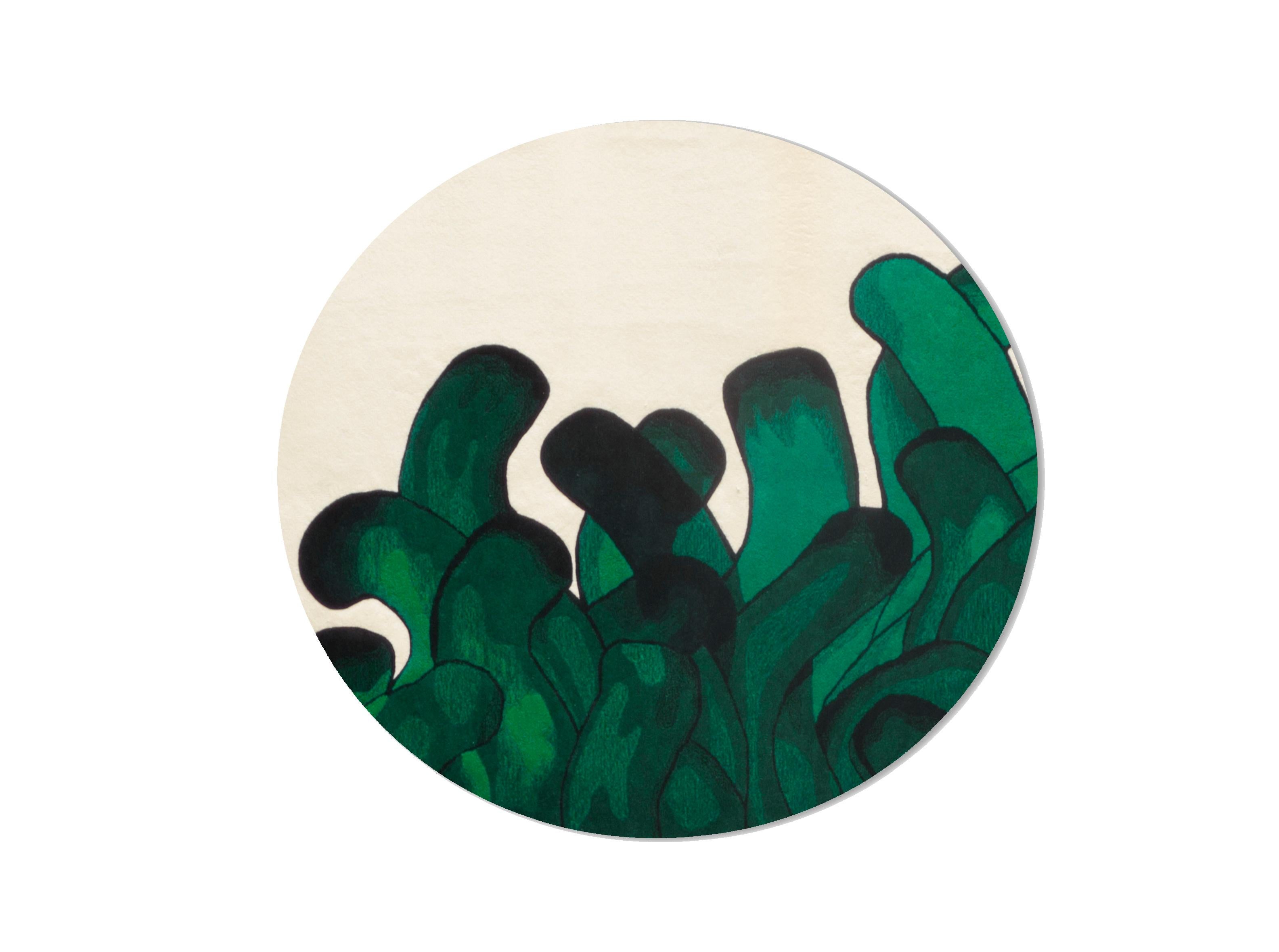 Grüner Anemonen-Teppich von François Dumas für La Chance (Organische Moderne) im Angebot