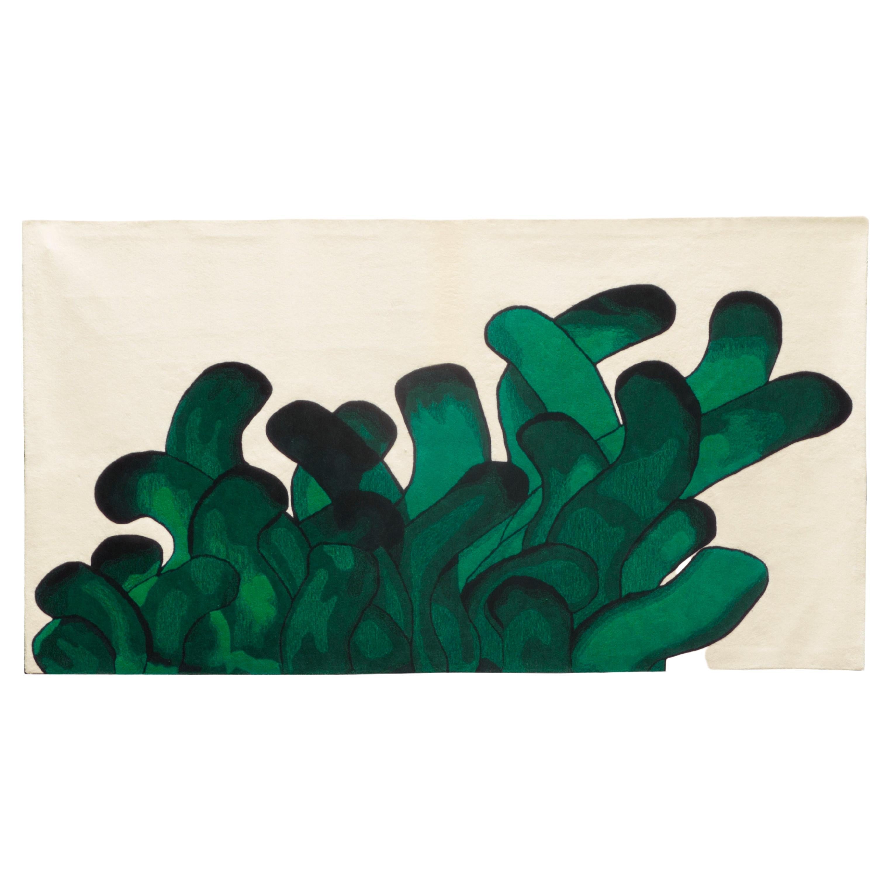 Grüner Anemonen-Teppich von François Dumas für La Chance im Angebot