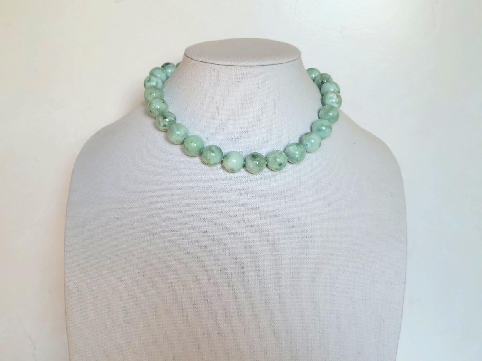 Women's Green Angelite Beaded Necklace