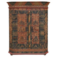 Green Animal and Floral Painted Alpine Cupboard  - 1792
