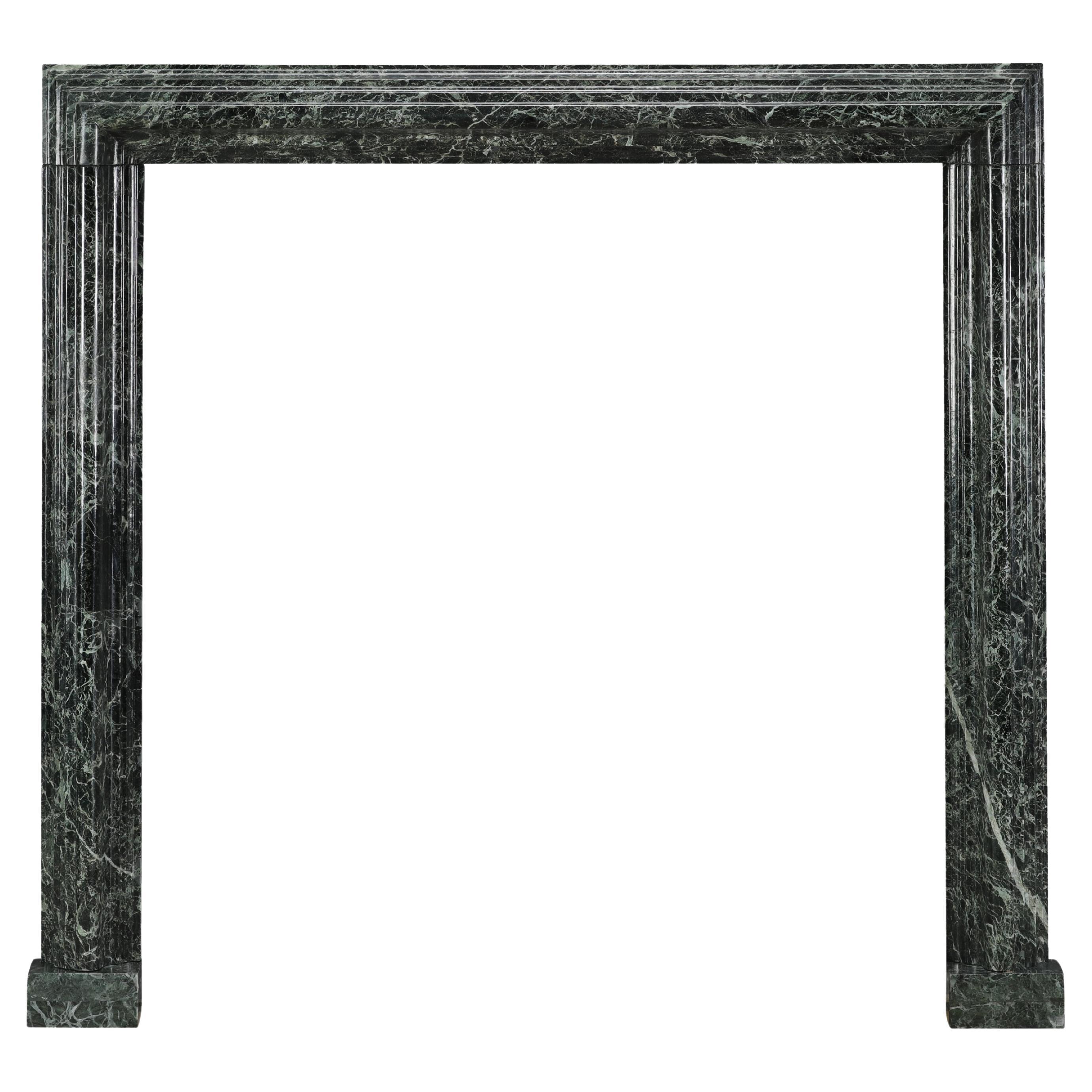Green Antique Marble Bolection Fireplace Mantel - Architectural Design Element For Sale