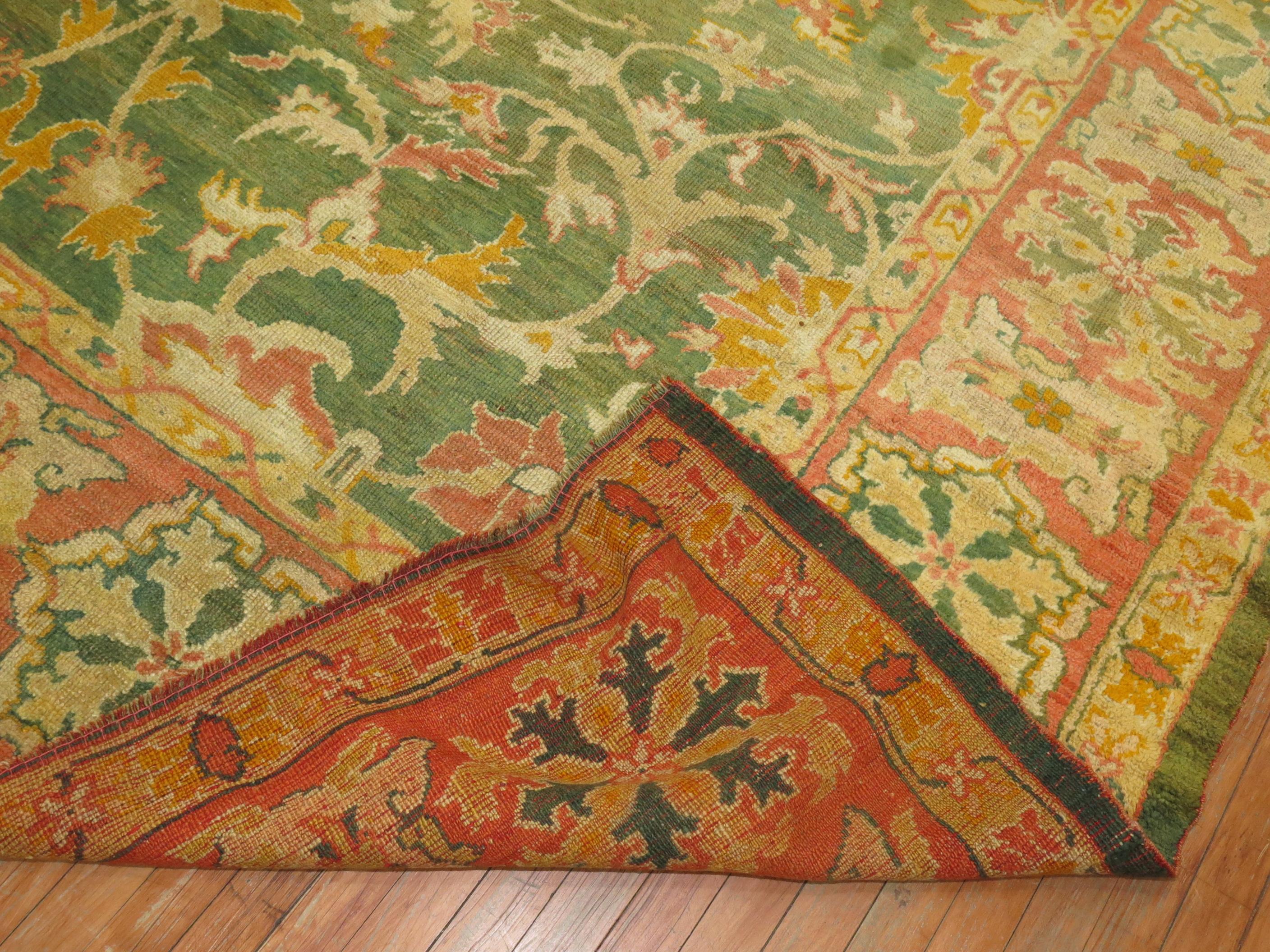 Green Antique Oushak Rug In Excellent Condition In New York, NY